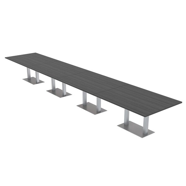 Skutchi Designs Rectangle Conference Table With Power Unit, 48 in W, 240 in L, Grey HAR-REC-48X240-DOU-WA7949-NA - main