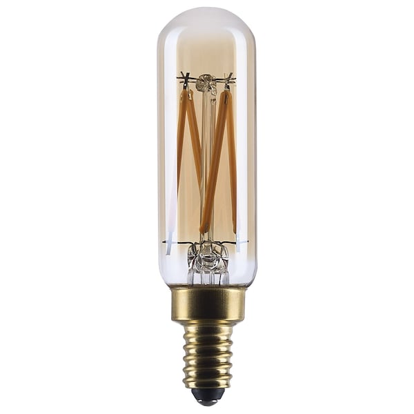 Satco 3.5 Watt T6 LED 2000K CCT Candelabra Base Clear Glass Amber Straight Filament Dimmable 120 Volt S14216 - main