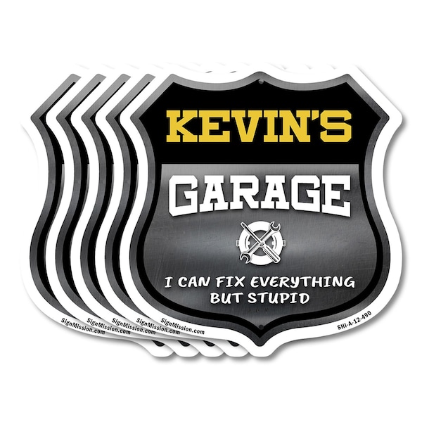 Signmission Kevin's Garage I Can Fix Everything But Stupid, 12 inch X 12 inch, Aluminum Metal Sign, 5PK SHI-A-5Pack-12-490-KEVIN - main