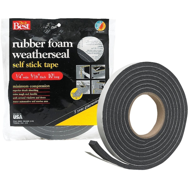 Do It Best 3/4'' W x 5/16'' T x 10 Ft. L Black Rubber Foam Weatherstrip Tape R534HDB - main