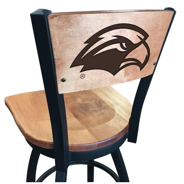 Holland Bar Stool Co 30" Blk Wrinkle Southern Miss Swivel Bar Stool, Laser Engraved Back L03830BWMedMplASouMisMedMpl - main