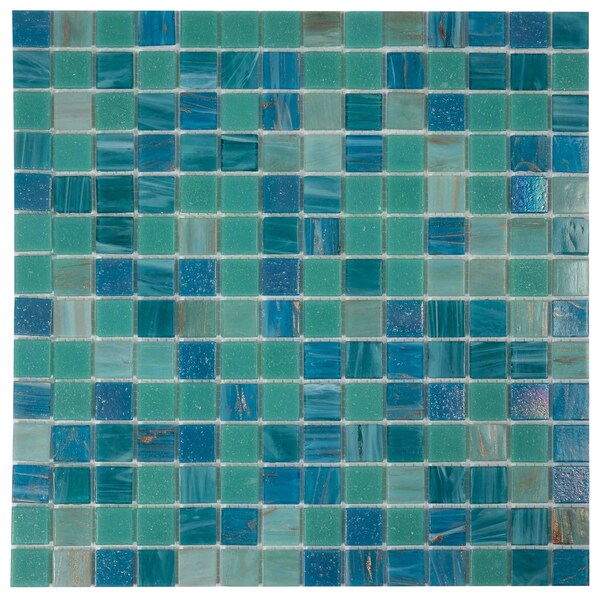 Apollo Tile Mingles 12 in. x 12 in. Glossy Blue Green Glass Mosaic Wall and Floor Tile 20 sq. ft./case, 20PK MIX2088GN450A - main