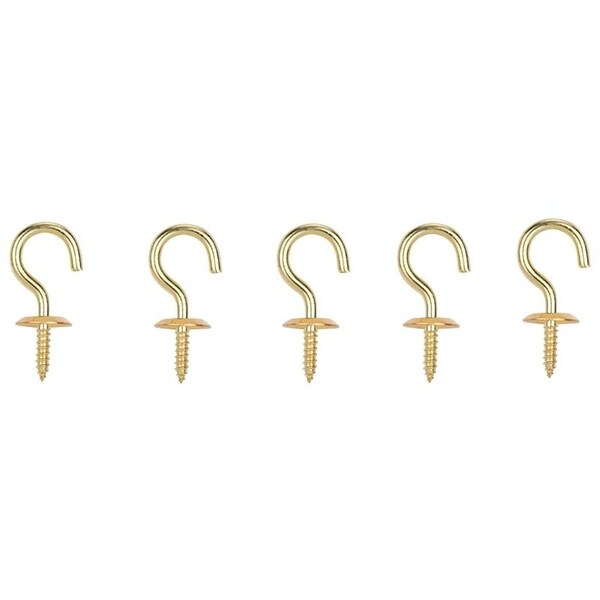 Prosource Cup Hook, 11/32 in Opening, 3.2 mm Thread, 1-1/4 in L, Brass, Brass LR-391-PS - main