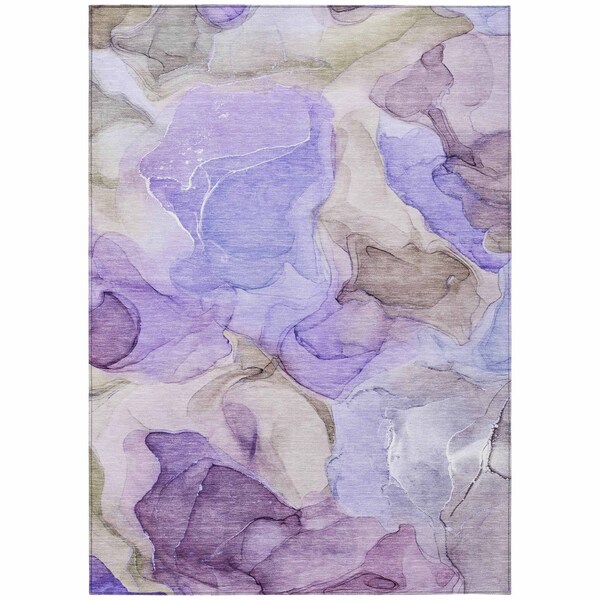 Homeroots 5' X 8' Gray and Purple Abstract Washable Non Skid Indoor Outdoor Area Rug 559527 - main