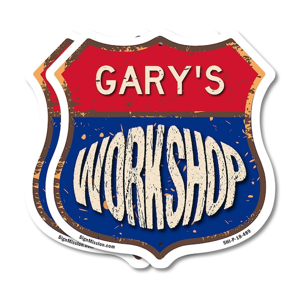 Signmission Gary's Workshop, 18 inch X 18 inch, Plastic Sign, 2PK SHI-P-2PACK-18-489-GARY - main