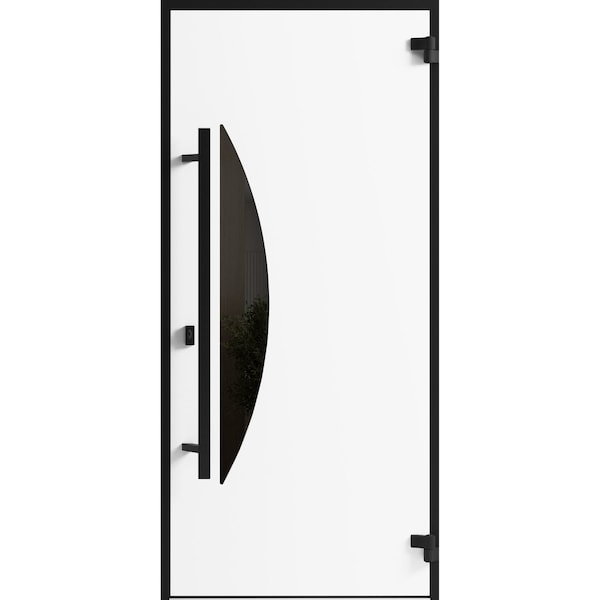 Vdomdoors Front Exterior Prehung Steel Door Ronex1077 Teak Entry Metal Modern Painted W36xH80 Left hand RONEX1077EXD-OAK-W36 x H80-LH-I - main
