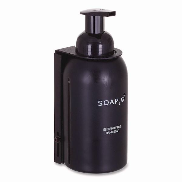 Soap2O Eco Glass Bottle Soap Dispenser, 350 mL, Black S2OMD350BDEA - main