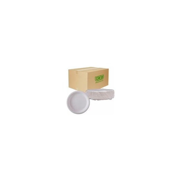 Eco-Products Vanguard 9in Sugarcane Plates, Breakroom, Disposable, Microwave Safe, 9in Diameter, White, 500PK EP-P013NFA - main