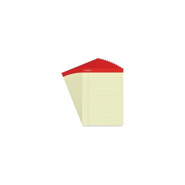 Universal 8-1/2 x 14" Canary Legal Economy Ruled Writing Pad, 50 Pg, 12PK UNV10630 - main