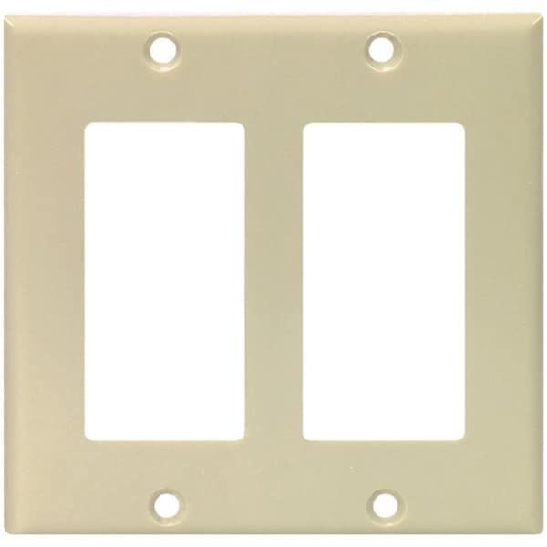 Eaton Wiring Devices 2152 Wallplate, 4-1/2 in L, 4.56 in W, 2 -Gang, Thermoset, Ivory, High-Gloss 2152V-BOX - main