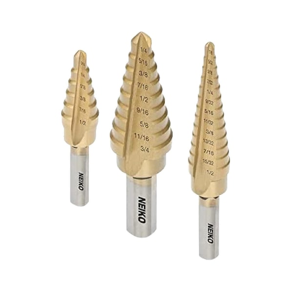 Neiko Titanium Step Bits, Unibit Set, 28 Sizes, Standard (SAE) Step Drill Bit Set, Step Bits for Metal 10193A - main