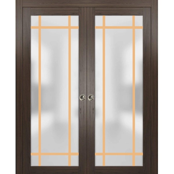 Sartodoors Sliding French Double Pocket Doors with Frosted Glass Planum 2113 84x84 (2* 42x84) Solid Core PLANUM2113DP-CA-84 x 84 (2* 42x84) - main
