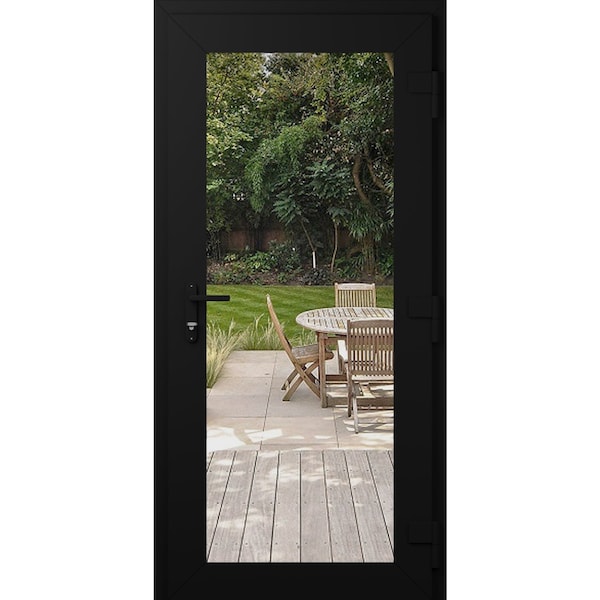 Vdomdoors Front Exterior Prehung Metal-Plastic Door Clear Glass / MANUX 8666 Matte Black / Office Commercial MANUX8666EXD-BLK-W30xH80-LH-I - main