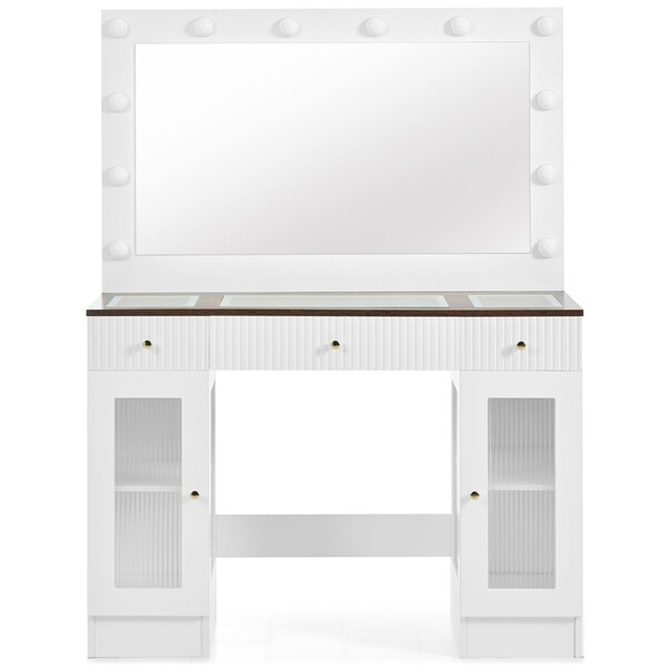 Homeroots 43" White Wood Lighted Mirrored Dresser 691697 - main