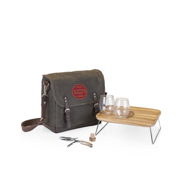 Picnic Time Family Of Brands NCAA USC Trojans Adventure Wine Tote Bag with Wine Glasses and Mini Table - Wine Picnic Bag 505-05-140-098-0 - main