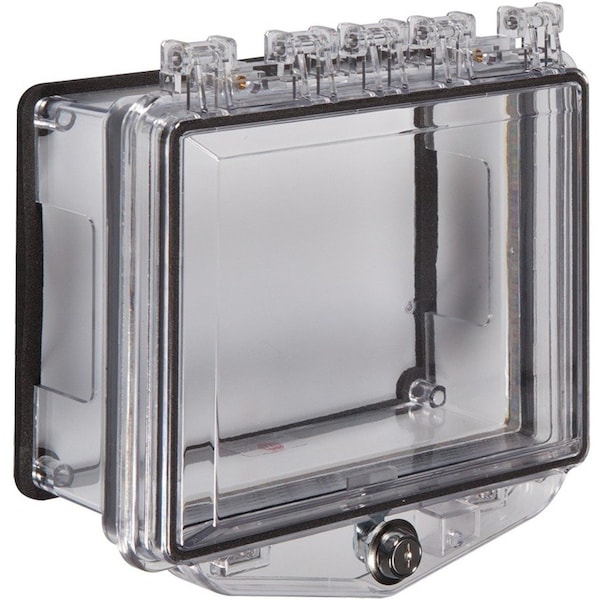 Safety Technology International Wall Fixture Guard/Enclosure, Polycarbonate, Surface Mount, Open Back, Lockable, Clear, 7.43 in W STI-7510D - main