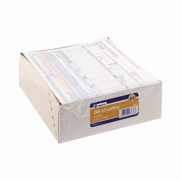 Adams Business Forms Bill of Lading - Short Form for Up to Ten Articles, Three-Part Carbonless, 8.5 x 6.94, 250PK B3876 - main