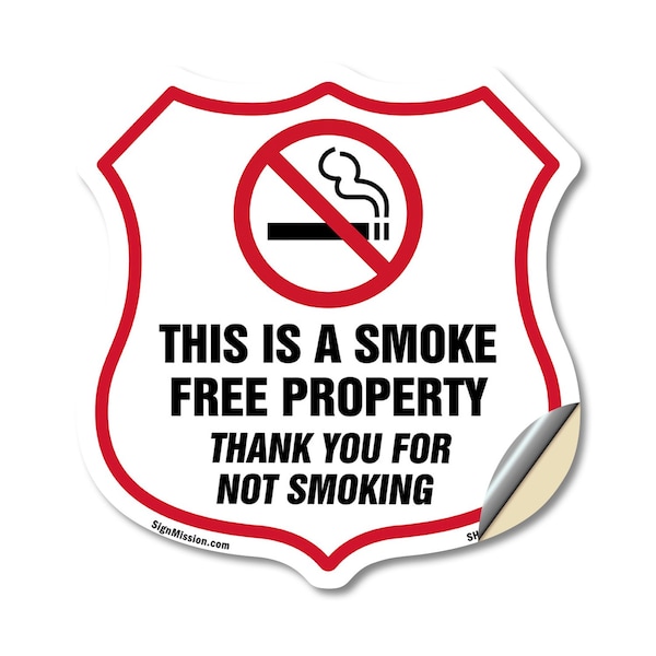 Signmission No Smoking Shield Sign This Is A Smoke F, 12 Inch X 12 Inch, Vinyl Decal SHI-D-12-402 - main