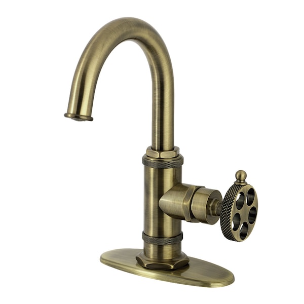 Kingston Brass One-Handle 1-Hole Bathroom Faucet with Knurled Handle, Deck Plate, and Push Pop-Up Drain KSD2213RKX - main
