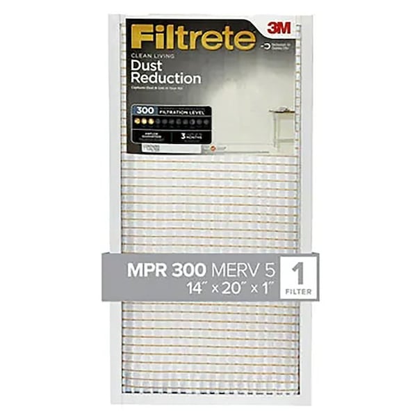 Filtrete Air Filter, 20 in L, 14 in W, 5 MERV, 300 MPR, For: Air Conditioner, Furnace and HVAC System 305-4 - main