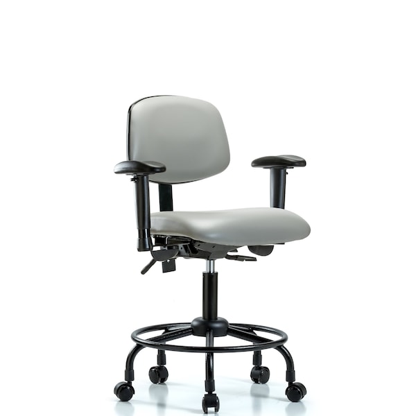 Blue Ridge Ergonomics Desk Chair Desk Chair, Vinyl, Chr Tilt AA Glides, Oat, Adjustable Arms, 21" to 26" Height, Vinyl, Dove BR-VDHCH-RT-T1-A1-RC-8567 - main