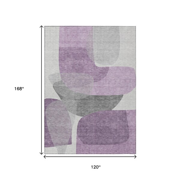 Homeroots 10' X 14' Purple And Gray Abstract Washable Indoor Outdoor Area Rug 632184 - main