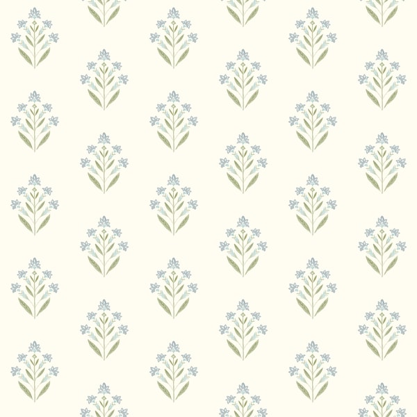 Chesapeake Kova Aquamarine Floral Crest Wallpaper 3125-72351 - main
