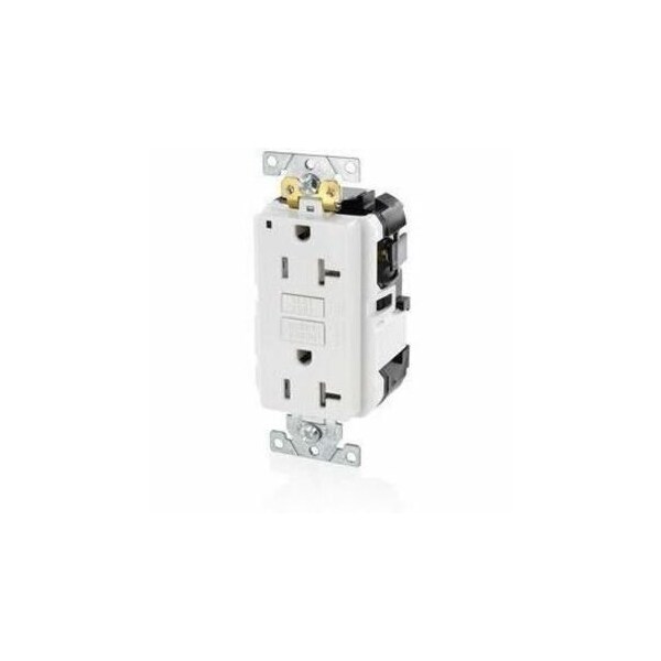 Leviton Self-Test GFCI Receptacle, Lev-Lok, 20 Amp, 125 VAC, 5-20R NEMA MGFT2-W - main