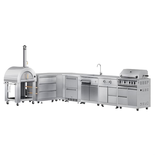 Koolmore Wood fire Pizza Oven, Corner Cabinet, Fridge and Cabinet, Sink, Side Burner, BBQ Grill and Cabinet KM-OKSKIT-CONFIG106 - main