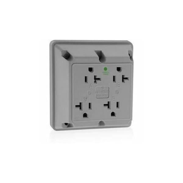 Leviton Straight Blade Receptacle, 5-20R, 20 A, 125V AC, 2 Pole, 3 Wire, Surface Mount, Grounded 21254-HGY - main