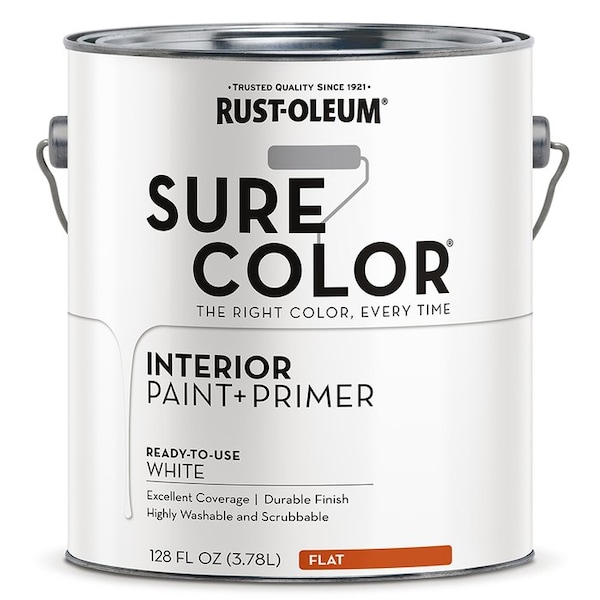 Sure Color Gal Rust-Oleum White Interior Paint + Primer, Flat 380215 - main