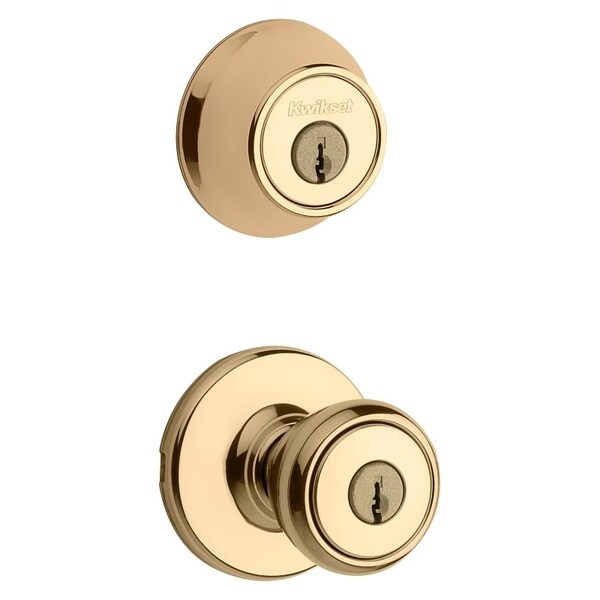 Kwikset Knob Lockset, 3 Grade, Keyed Key, Polished Brass, 238 x 234 in Backset, K6 Keyway 690T3RCLRCSK6BX - main