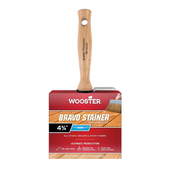 Wooster 4-3/4" Flat Sash Firm, Polyester Bristle, Paint Brush, Threaded Hardwood Handle F5119-4 3/4 - main