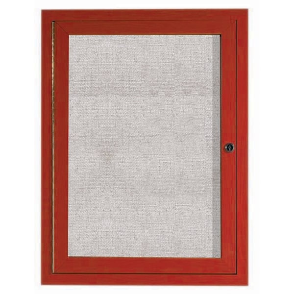 Aarco Outdoor Enclosed Bulletin Board w/ Al Wood Look Finish, Cherry Wood Look, 24''Hx18''W ODCCW2418R - main