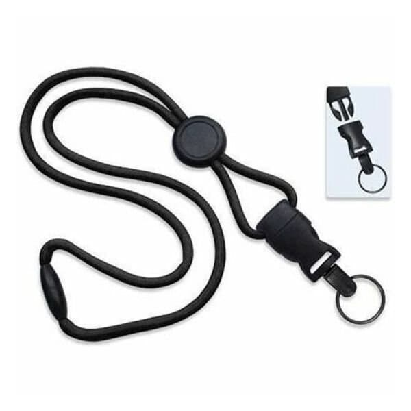 Brady LANYARD STANDARD, BLACK, 1/4in, POLYPROPYLENE ROUND MATERIAL, ROUND SLIDER, NEW DTACH SPLIT RING 2135-4613 - main