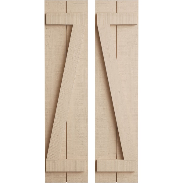 Ekena Millwork Rustic Two Board Joined Board-n-Batten Rough Cedar Faux Wood Shutters w/Z-Board, 11W x 76H, PR SHUBJZ11X76RCPR - main