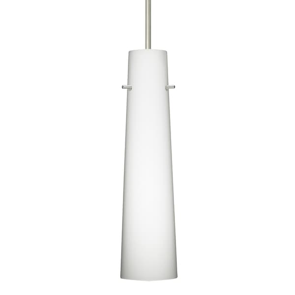 Besa Lighting Camino Cord Pendant, Opal Matte, Satin Nickel Finish, 1x5W LED 1BT-567407-LED-SN - main
