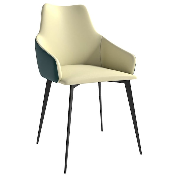 Leisuremod Sonnet Modern Dining Chair in Cream/Green Leather and Iron Legs SC51CRDG - main
