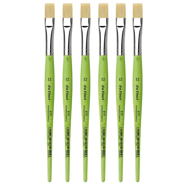 Da Vinci FIT Synthetics Student Brush, Synthetic, Acrylic & Oil, Flat, Series 379, Size 12, 6PK VA-379_12 - main