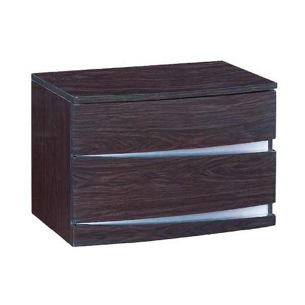 Homeroots 80" X 60" X 42.5" 4Pc Queen Modern Wenge High Gloss Bedroom Set 343942 - main