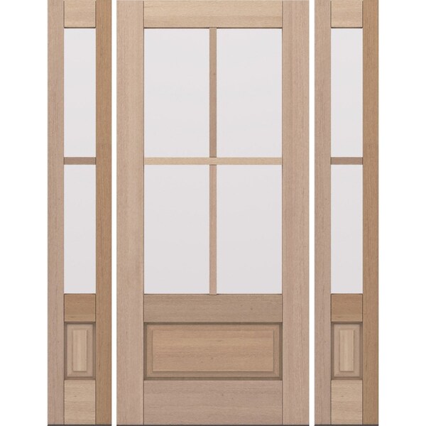 Doornmore G7504, 65.25" x 82" ( 36" Door + 2x12" Side) Left Hand, Mahogany SDL 4 Lite, 3/4 Lite Exterior Door G7504-SW-3680-G7502-SL_1-2_LI - main