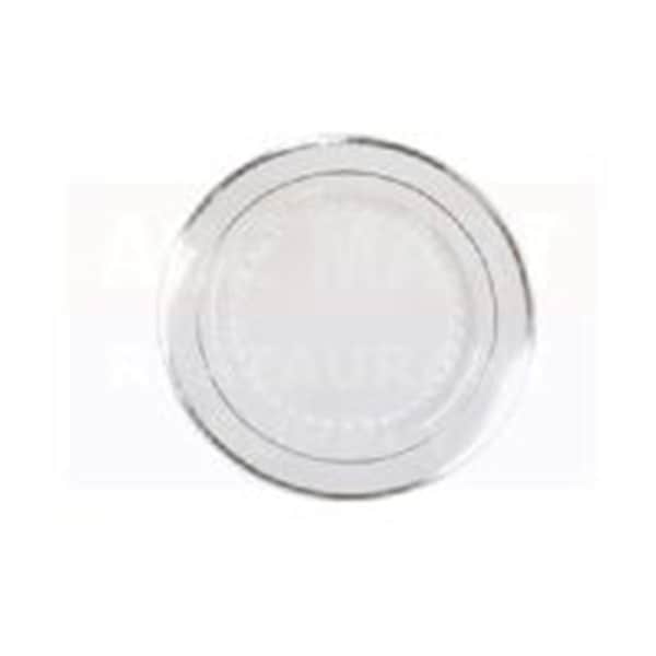 Fineline Settings White and Silver Round Salad Plate 507-WH - main