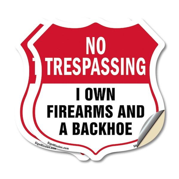 Signmission No Trespassing Shield Sign I Own Firearm, 18 inch X 18 inch, Vinyl Decal, 2PK SHI-D-2PACK-18-422 - main
