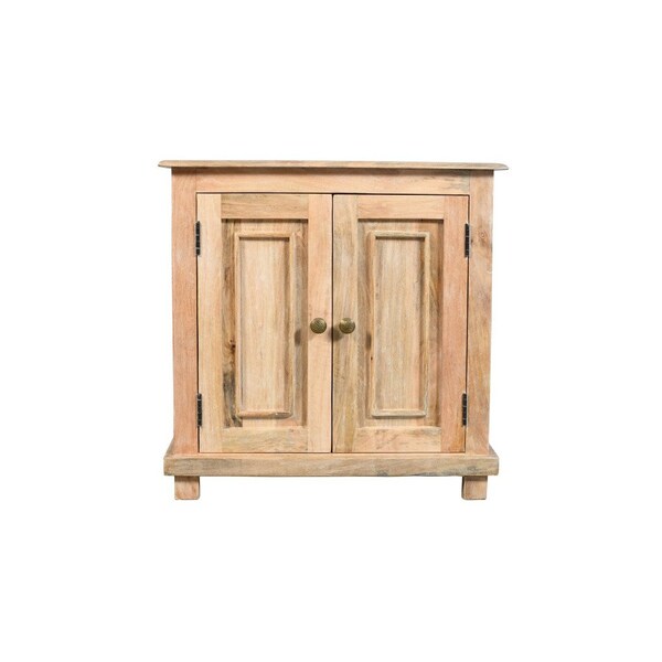 Homeroots 28" Distressed Natural Solid Wood Nightstand With Storage 555407 - main