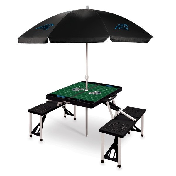Picnic Time Family Of Brands Carolina Panthers - Picnic Table Portable Folding Table with Seats and Umbrella, (Black) 811-02-175-055-2 - main