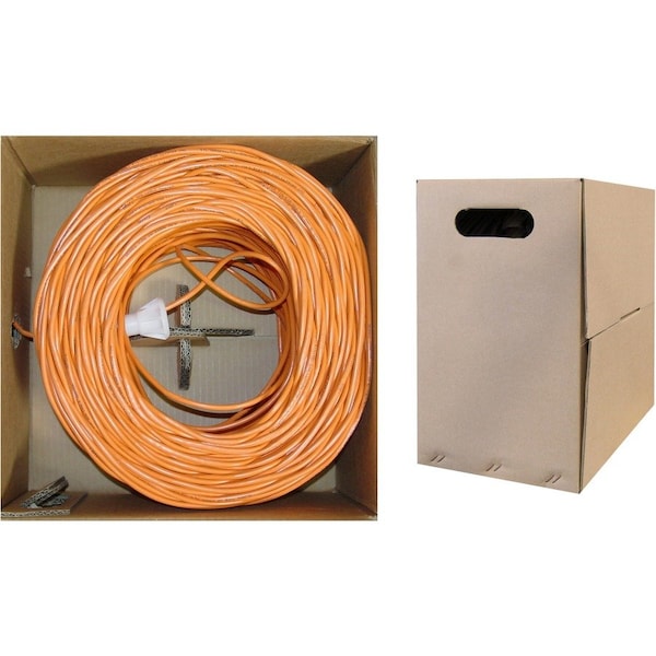 Cable Wholesale Bulk Cat6 Orange Ethernet Cable, Stranded, UTP Unshielded Twisted Pair, Pullbox, 1000 foot 10X8-031SH - main