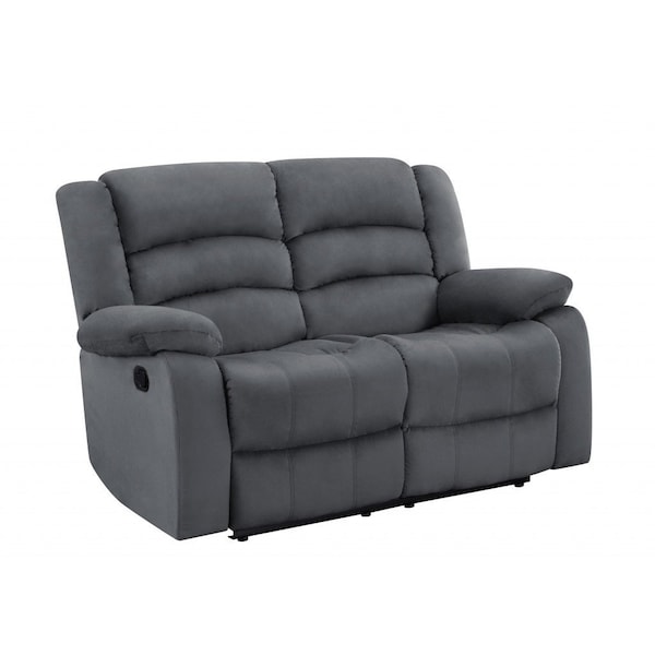 Homeroots 60in Gray Microfiber Manual Reclining Loveseat 329376 - main