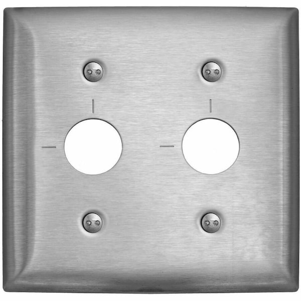 Hubbell Wiring Device-Kellems Barrel Key Wall Plates and Box Cover, Number of Gangs: 2 Stainless Steel, Brushed Finish, Silver SS22RKLM - main