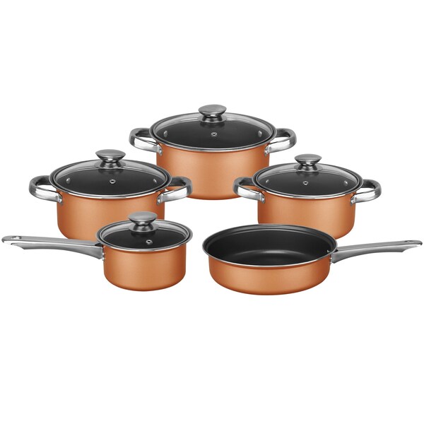 Brentwood Industries 9 Piece Aluminum Non Stick Cookware Set in Copper BPS-309C - main
