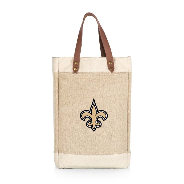 Picnic Time Family Of Brands NFL New Orleans Saints - Pinot Jute 2 Bottle Insulated Wine Bag 539-02-187-204-2 - main